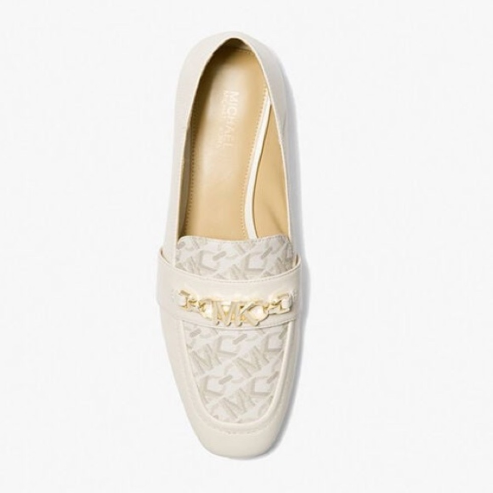 Michael Kors Tiffanie Loafers in Leather & Logo Canvas Color: Vanilla - Picture 4 of 10